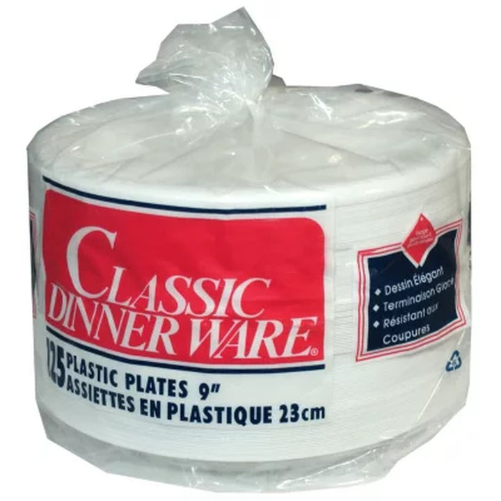 Classic Dinnerware 9" Plastic Plates 125 Ct.