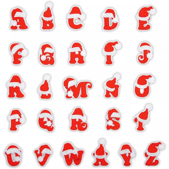 Bright Creations 78-Pack Christmas Hat Alphabet Iron on Patches, 3 Sets Red Letters (1.5 In)