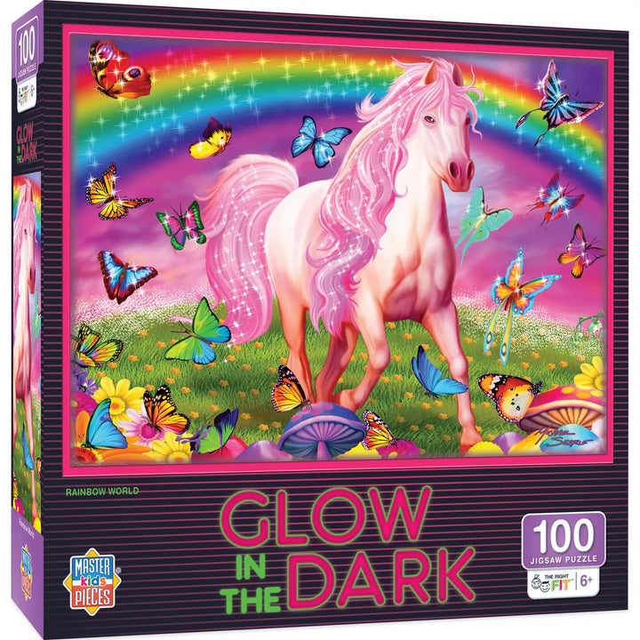 Masterpieces Glow in the Dark - Rainbow World 100 Piece Jigsaw Puzzle.