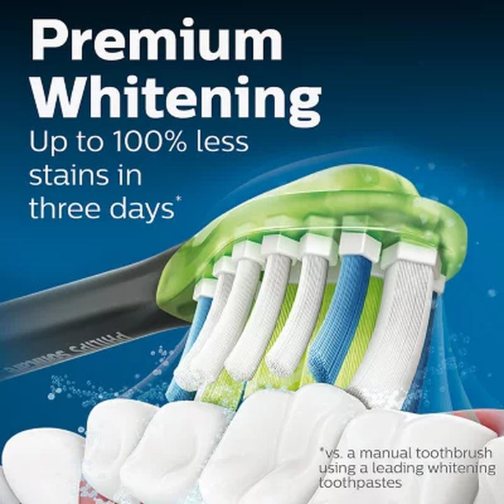 Philips Sonicare Premium Whitening Replacement Brush Heads, Black, 8 Ct.