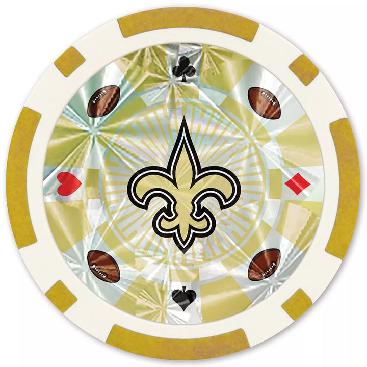 Masterpieces Casino Style 20 Piece 11.5 Gram Poker Chip Set NFL New Orleans Saints Gold Edition.