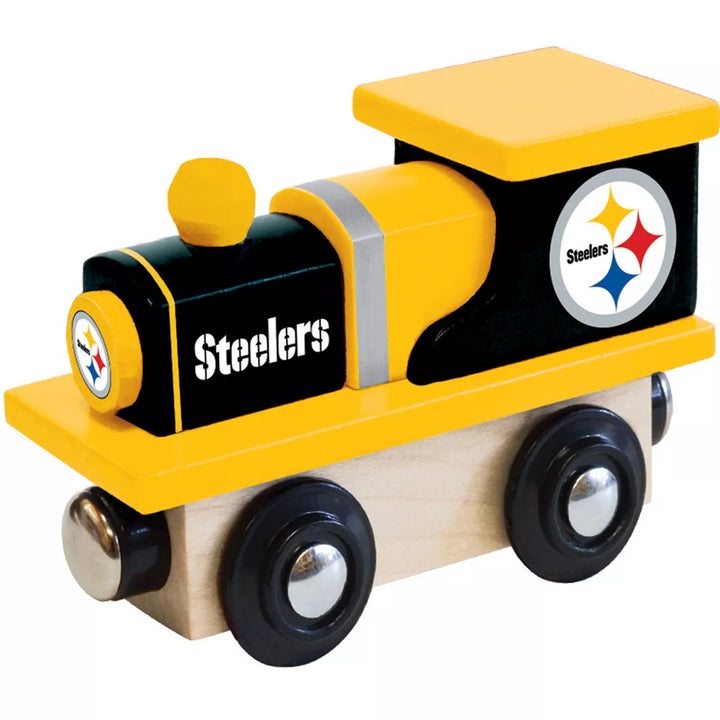 Masterpieces Officially Licensed NFL Pittsburgh Steelers Wooden Toy Train Engine for Kids.