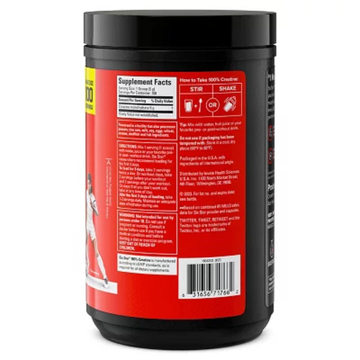 Six Star 100% Creatine Powder, Unflavored 1.10 Lb. Approx. 100 Servings