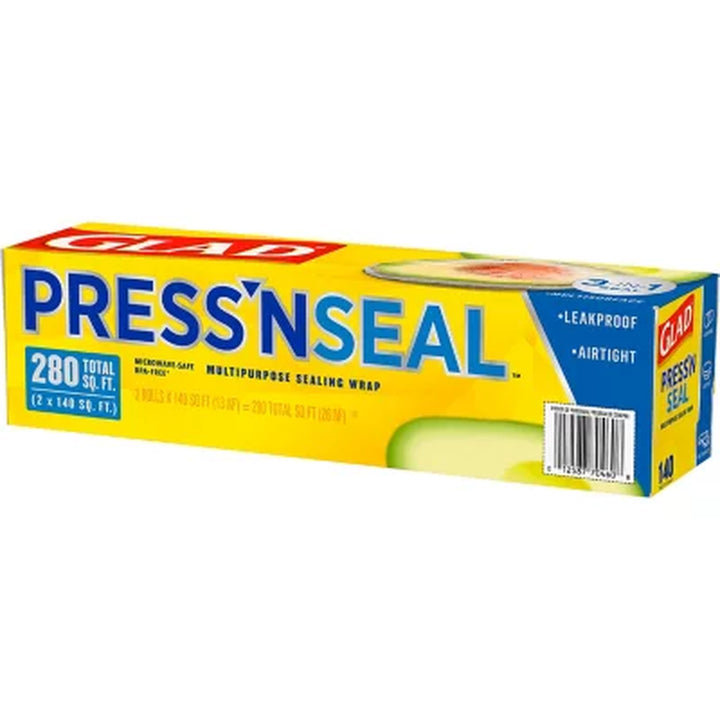 Glad Press'N Seal Plastic Food Wrap 140 Sq. Ft./Roll, 2 Rolls