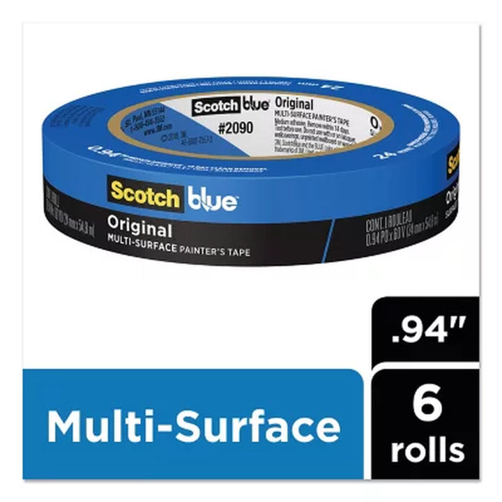 Scotch - Painter'S Masking Tape, 1" X 60 Yards, 3" Core, Blue - 6/Pack
