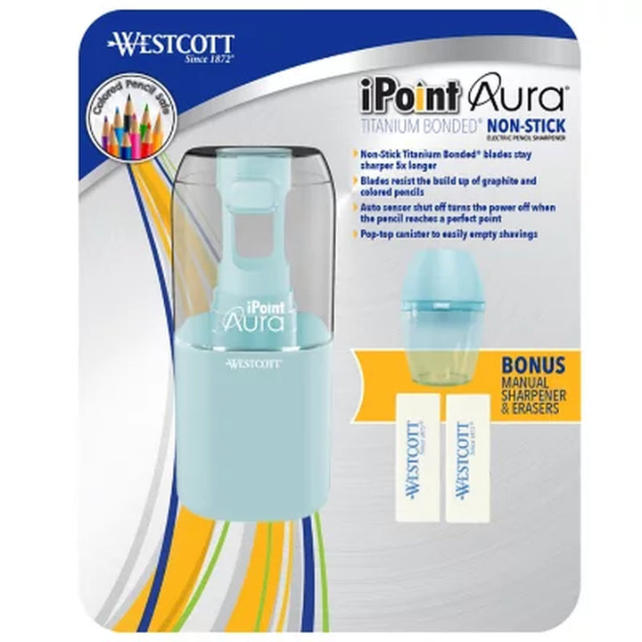 Westcott Ipoint Aura Ti Nonstick Electric Pencil Sharpener (Choose a Color)