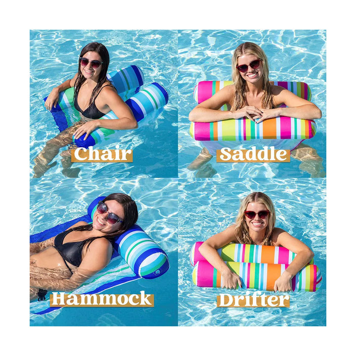 SYNCFUN 2 Pack Pink & Blue Inflatable Pool Float Hammock, Water Hammock Lounges (Saddle, Lounge Chair, Hammock, Drifter)