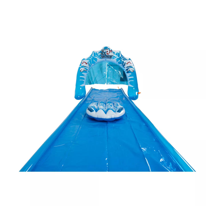 Pool Central 196" Inflatable 1-Person "Ice Breaker" Inflatable Ground Level Water Slide - Blue/White