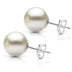 White Grade AAA round Akoya Pearl Stud Earring with 14K White Gold Post