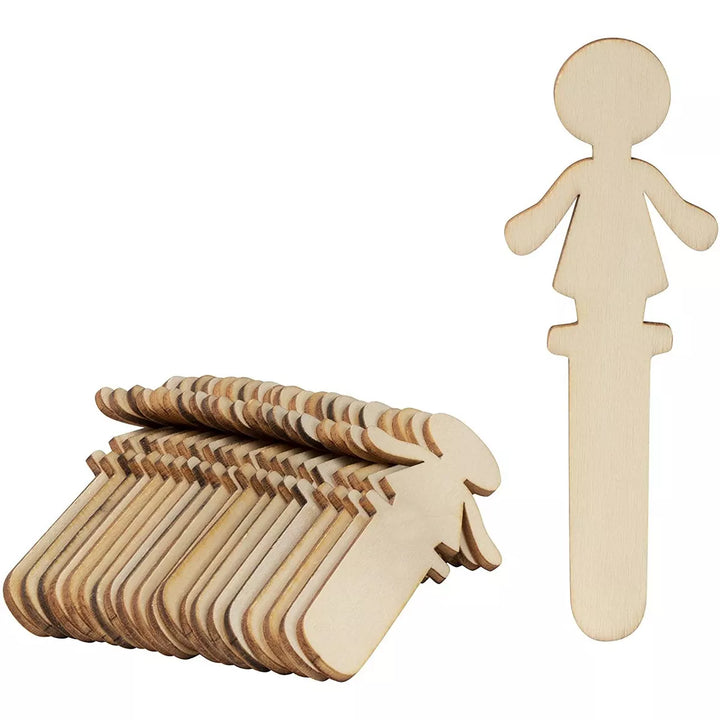 Juvale 100-Pack Wooden People Shaped Craft Sticks, 5.8 X 2 X 0.1 Inch for DIY Arts and Crafts Projects, Crafting Supplies