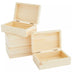 4 Pack Unfinished Natural Wooden Boxes with Hinged Lids for Storing Jewelry, Beads, Coins and Office Supplies