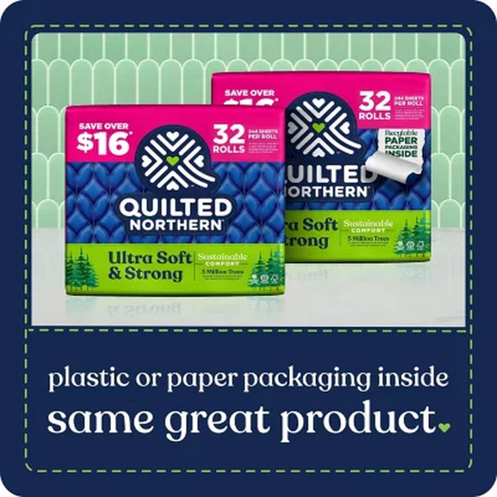 Quilted Northern Ultra Soft & Strong 2-Ply Toilet Paper, Septic Safe 244 Sheets/Roll, 32 Rolls