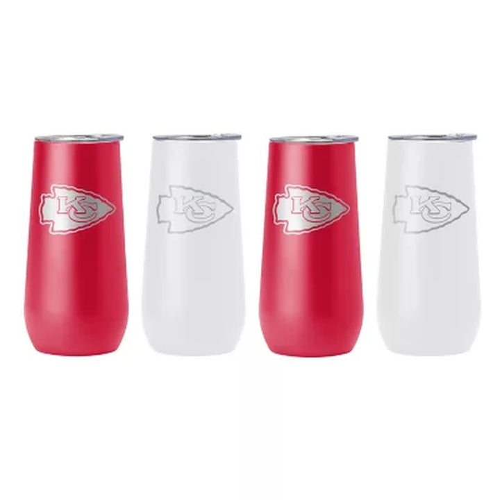 Logo Brands NFL 10Oz Stainless Steel Insulated Tumblers with Lids, 4 Pack, Assorted Teams