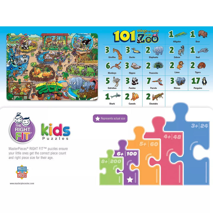 Masterpieces 100 Piece Kids Jigsaw Puzzle - 101 Things to Spot at the Zoo