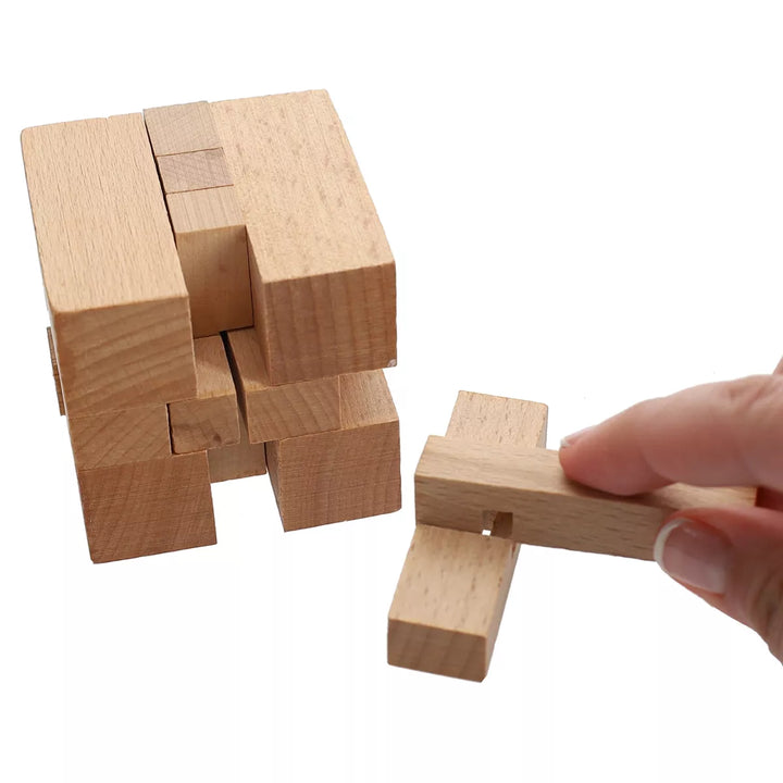 WE Games Solid Wood 3D Cube Puzzle