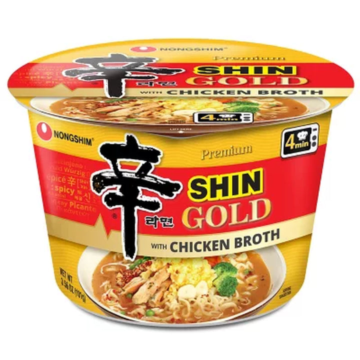Nongshim Shin Gold Spicy Ramen Noodle Soup Bowl (3.56 Oz, 6 Ct.)