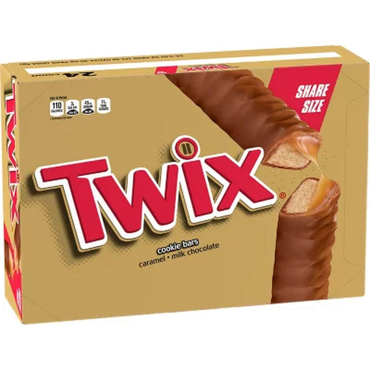 Twix Caramel Cookie Chocolate Candy Bars, Share Size, 3.02 Oz., 24 Pk.