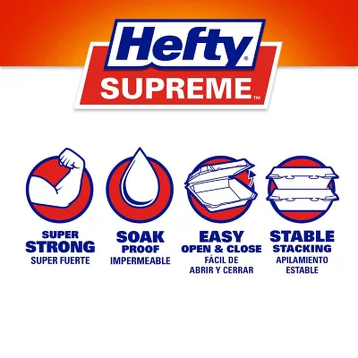Hefty Supreme Foam Hinged Lid Container, 1-Compartment (125 Ct.)