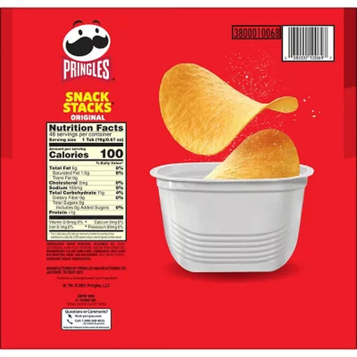 Pringles Snack Stacks Potato Crisps Chips, Original Flavor 0.67 Oz., 48 Ct.