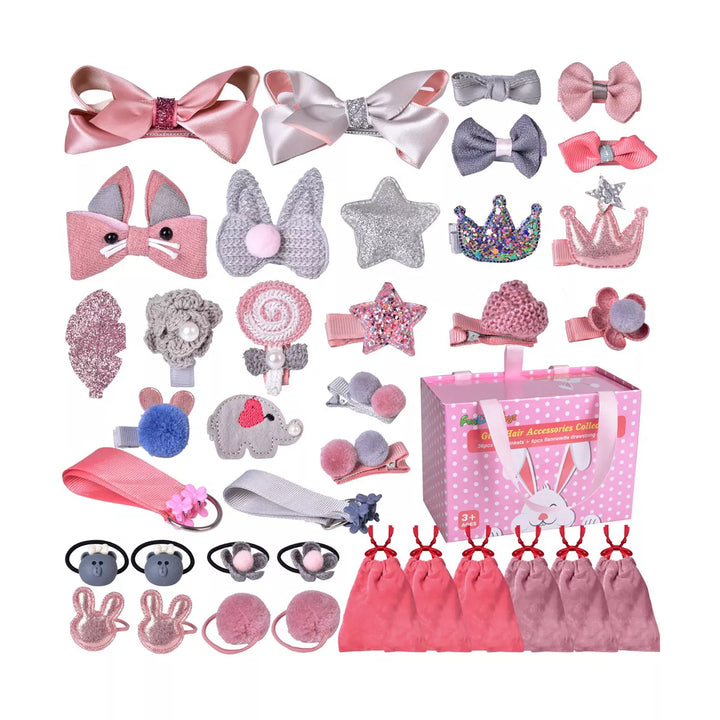 Fun Little Toys 37 PCS Pink Bunny Box with Hair Accessories