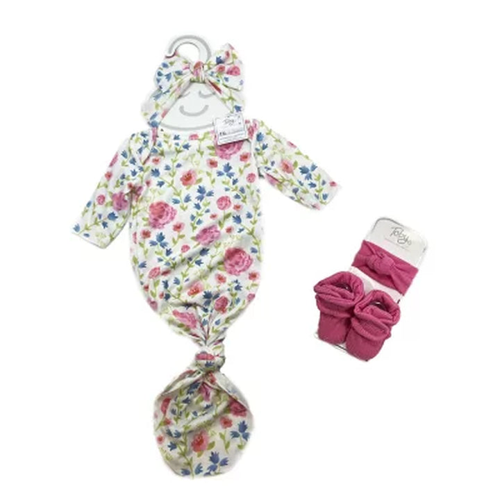 Toby Fairy 4-Piece Garden Floral Gown, Headband and Bootie Set, 0-6 Months