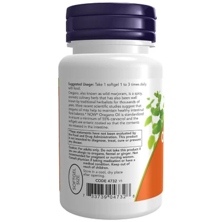 NOW Supplements Oregano Oil with Ginger and Fennel Oil Softgels, Intestinal Support 90 Ct.