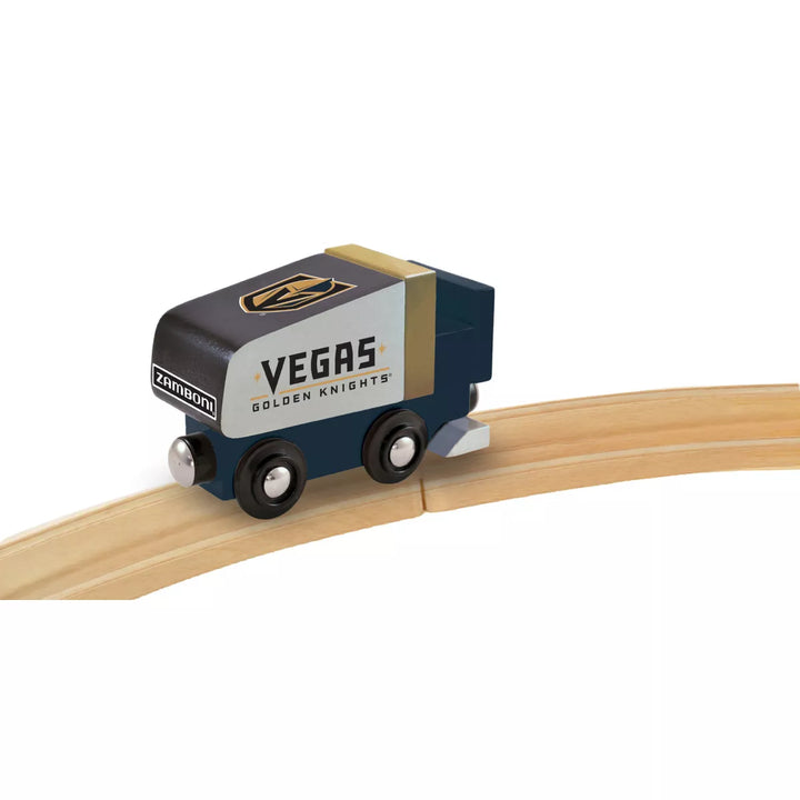 Masterpieces Officially Licensed NHL Las Vegas Golden Knights Wooden Toy Zamboni Train Engine for Kids.