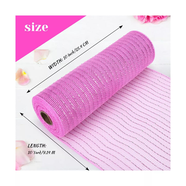 Whizmax 4 Rolls Decorative Mesh Ribbbon Rolls, 10 Inch X 30 Feet Metallic Foil Poly Mesh Ribbon