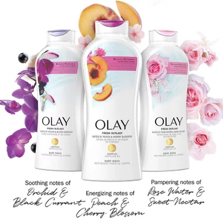 Olay Fresh Outlast Body Wash with Vitamin B3 Complex, 23.6 Fl. Oz., 3 Pk.