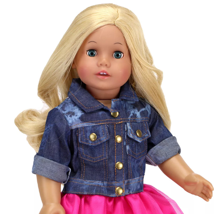 Sophia’S Acid Wash Style Jean Jacket for 18" Dolls, Blue