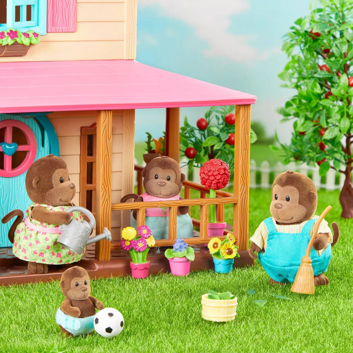 Li'L Woodzeez Miniature Animal Figurine Set - O'Funnigan Monkey Family