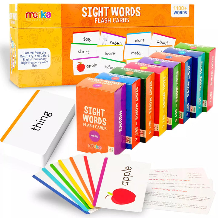 Merka Sight Words Combo Pack Set A-G 575 Flash Cards 1St Grade Learn to Read First Words Set of 575 Cards