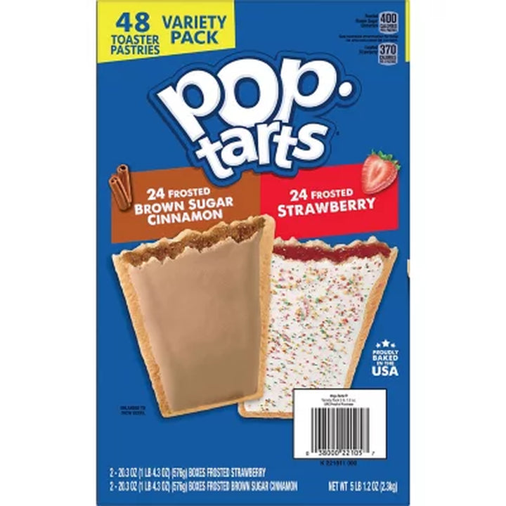 Pop-Tarts Frosted Variety Pack, Brown Sugar Cinnamon and Strawberry 48 Ct.