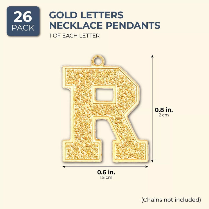 Bright Creations 26 Pack Gold Alphabet Letter a to Z Pendants Necklace Charms for Jewelry Making and Crafts