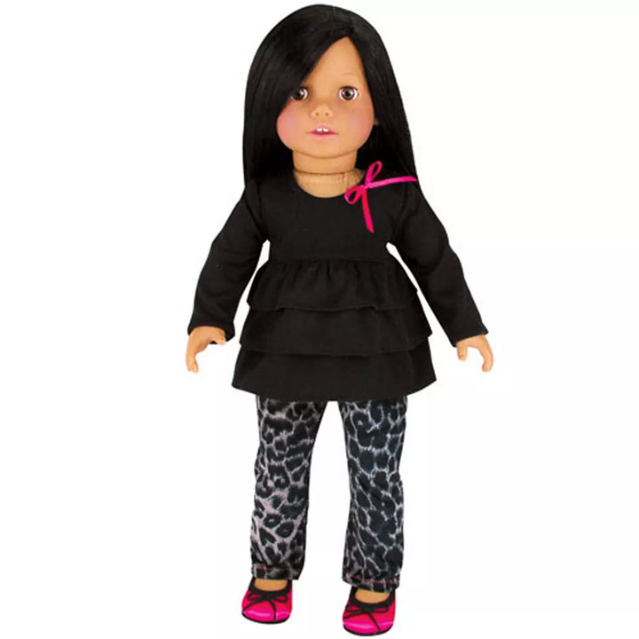 Sophia’S Animal Print Jeans & Long Sleeve Ruffle Tee for 18” Dolls, Black