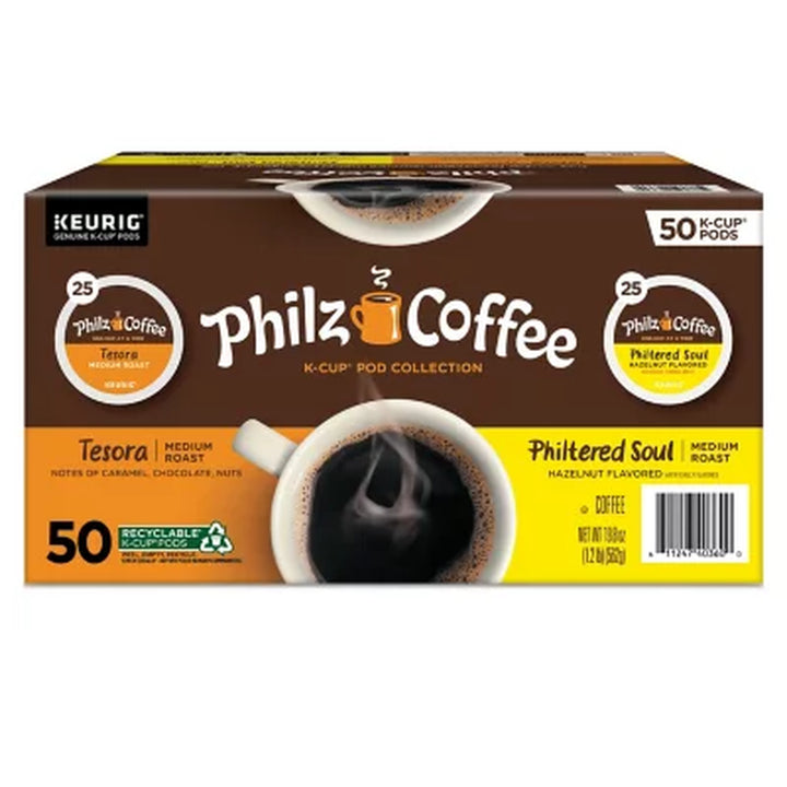 Philz Coffee Philtered Soul and Tesora Medium Roast K-Cup Pods, Variety Pack, 50 Ct.