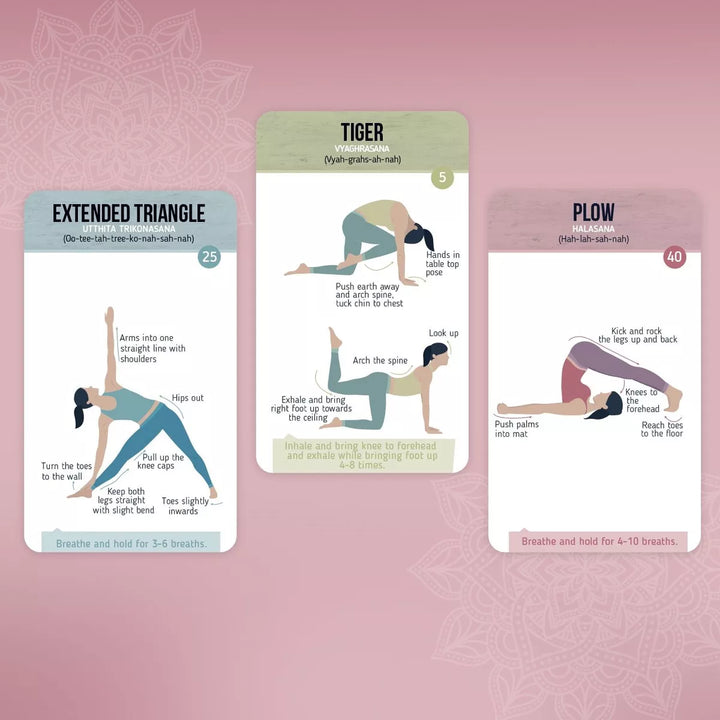 Merka Yoga Cards Workout Cards Yoga Poses Poster Yoga Stuff Set of 50 Flash Cards Positions and Exercises Made