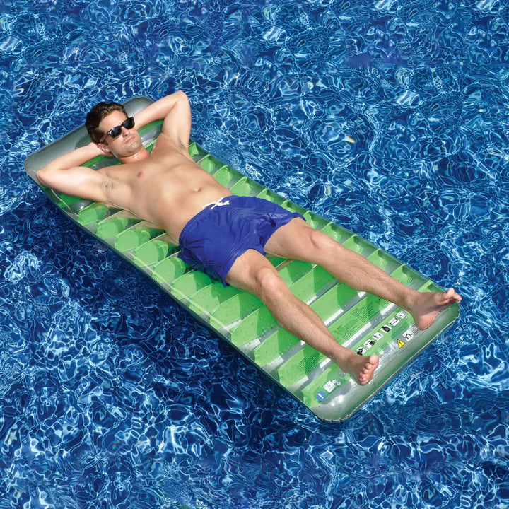 Pool Central 76" Green and Gray Inflatable Sun Tanning Swimming Pool Mattress Raft