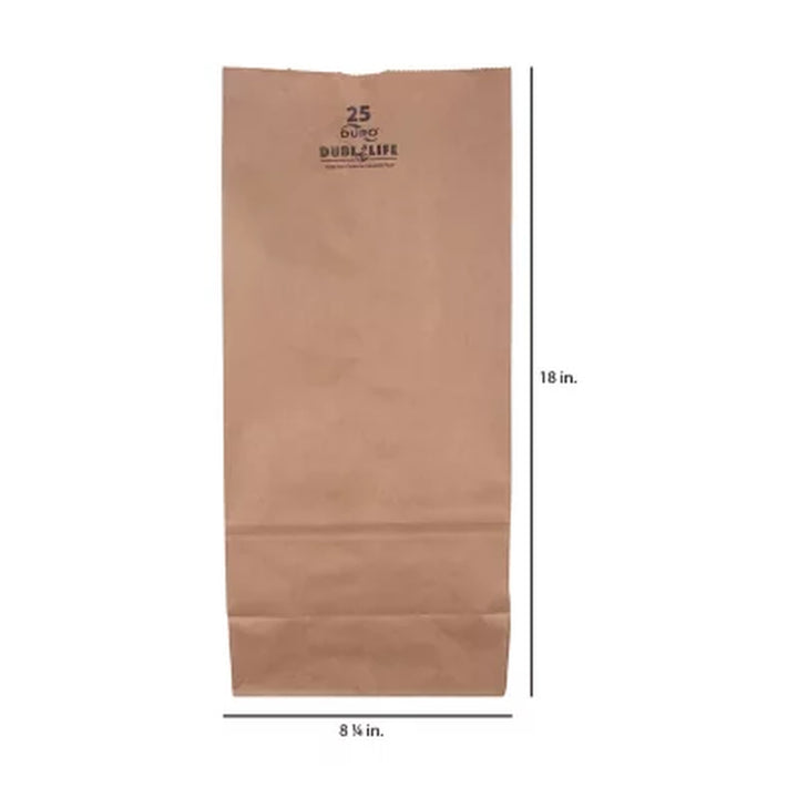 Duro Bag 25# Shorty Kraft Brown Paper Bags 500 Ct.