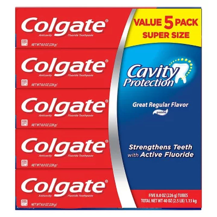 Colgate Cavity Protection Toothpaste with Fluoride, Regular Flavor, 8 Oz., 5 Pk.