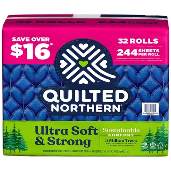 Quilted Northern Ultra Soft & Strong 2-Ply Toilet Paper, Septic Safe 244 Sheets/Roll, 32 Rolls