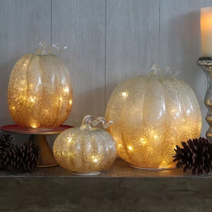 Member'S Mark Pre-Lit Glass Pumpkins, Set of 3