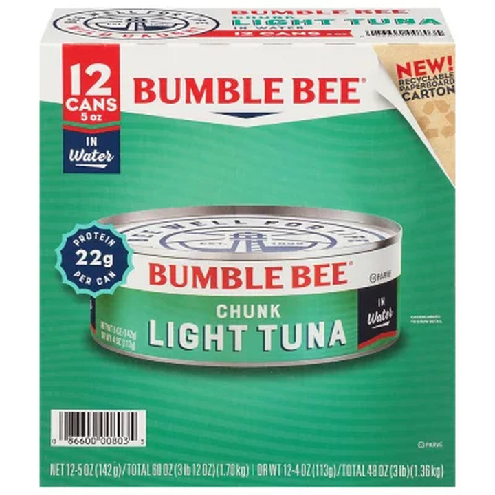 Bumble Bee Chunk Light Tuna in Water 5 Oz., 12 Ct.