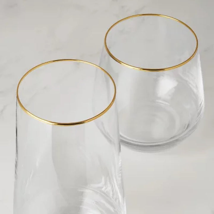 Member'S Mark 12-Piece Modern Gold Rim Crystal Drinkware Set