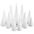 Bright Creations 16 Pack White Foam Cones for Art and Crafts Supplies (4 Sizes, 2.3-6 In)