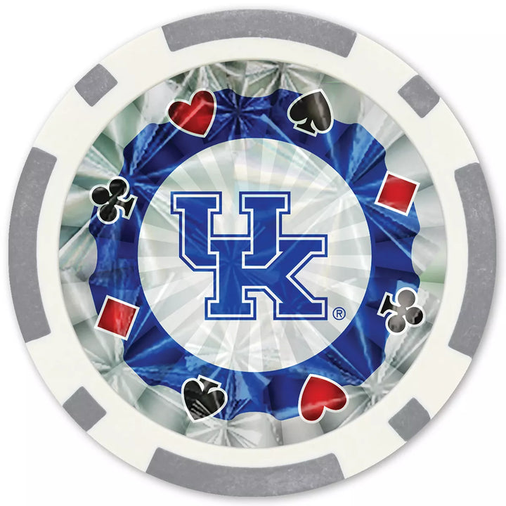 Masterpieces Casino Style 20 Piece 11.5 Gram Poker Chip Set NCAA Kentucky Wildcats Silver Edition.