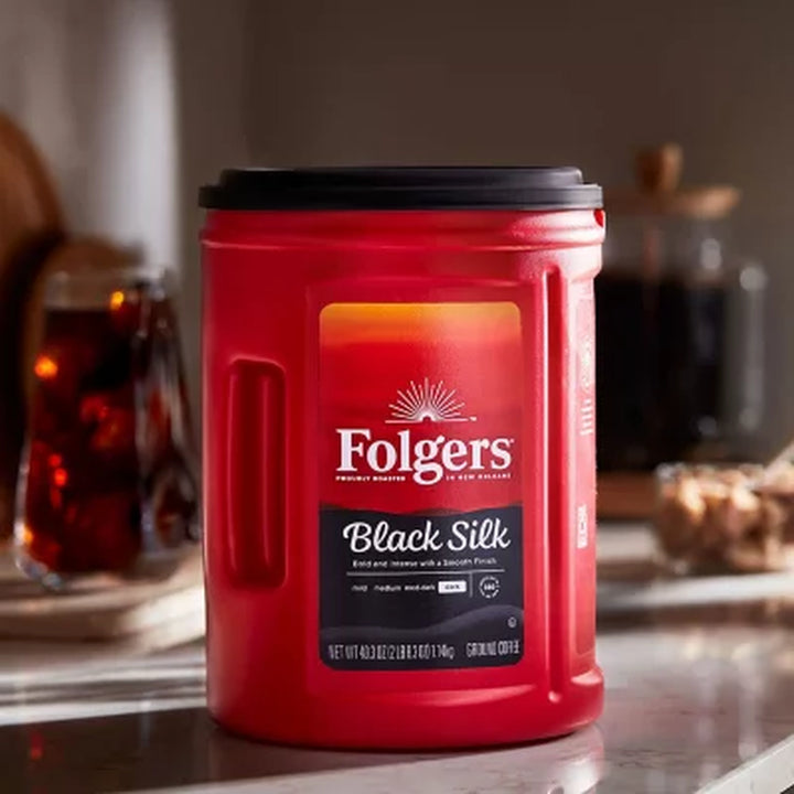 Folgers Dark Roast Ground Coffee, Black Silk 40.3 Oz.