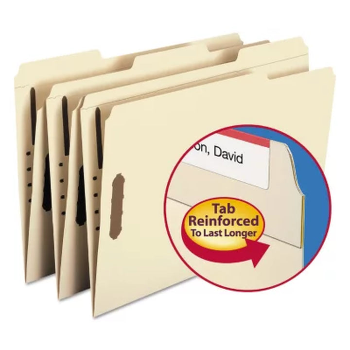 Smead 1/3 Cut Assorted Positions Two Fastener File Folder, Manila (Legal, 50Ct.)