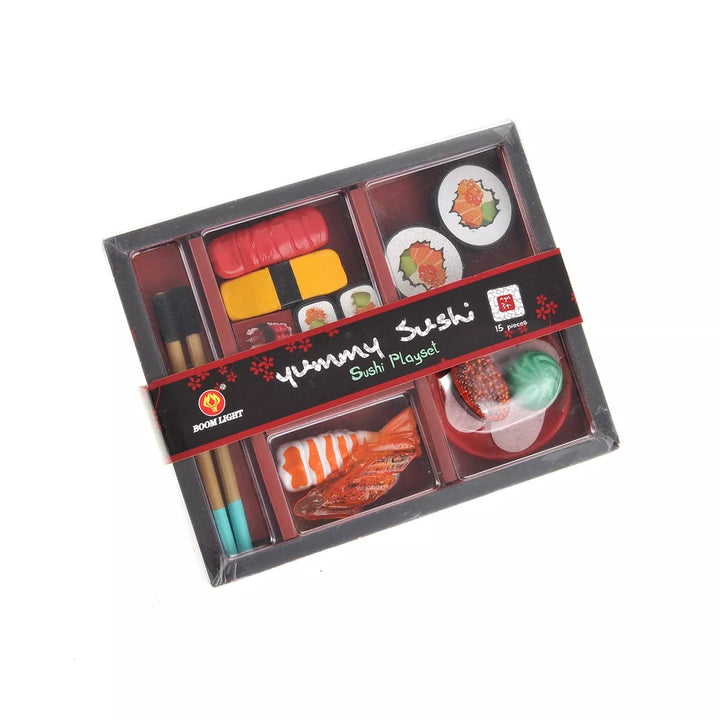 Ready! Set! Play! Link 21 Piece Japanese Sushi Dinner Bento Box, Pretend Play Cutting Food Set for Kids