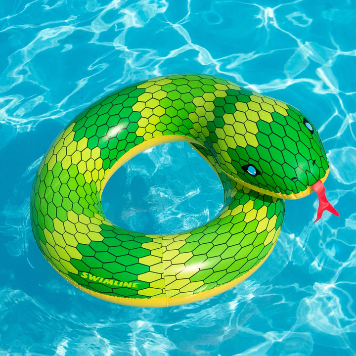 Swimline 28" Green and Yellow Snake Swimming Pool Inner Tube Float